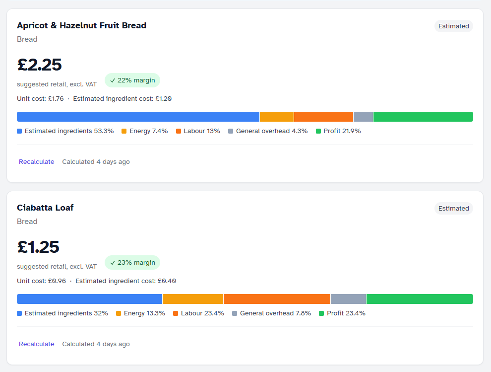 Pricing engine screenshot